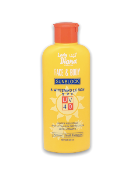 Lady Diana face and body Sunblock and whitening lotion SPF UV40 200ml