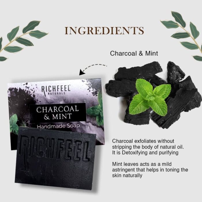 Richfeel Charcoal and Mint Handmade Soap 100g