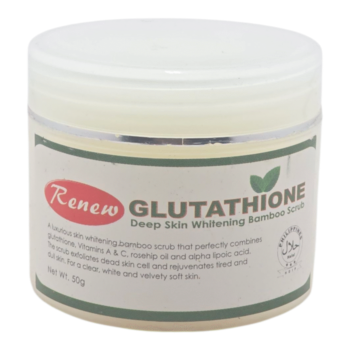Renew Glutathione Deep Skin Whitening Bamboo Scrub 50g for exfoliating, brightening, and smooth radiant skin