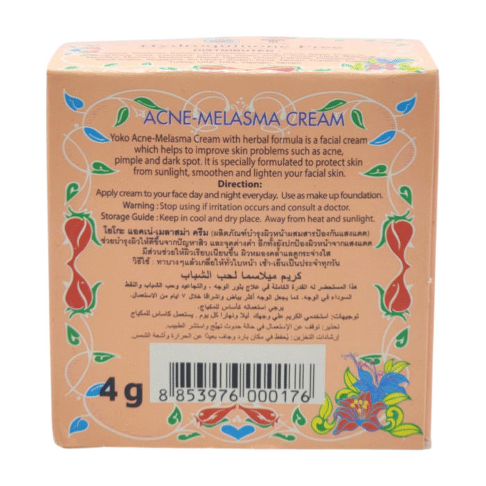 Yoko Acne-Melasma Herbal Formula 4g made in Thailand for clearer, healthier, and acne-free skin