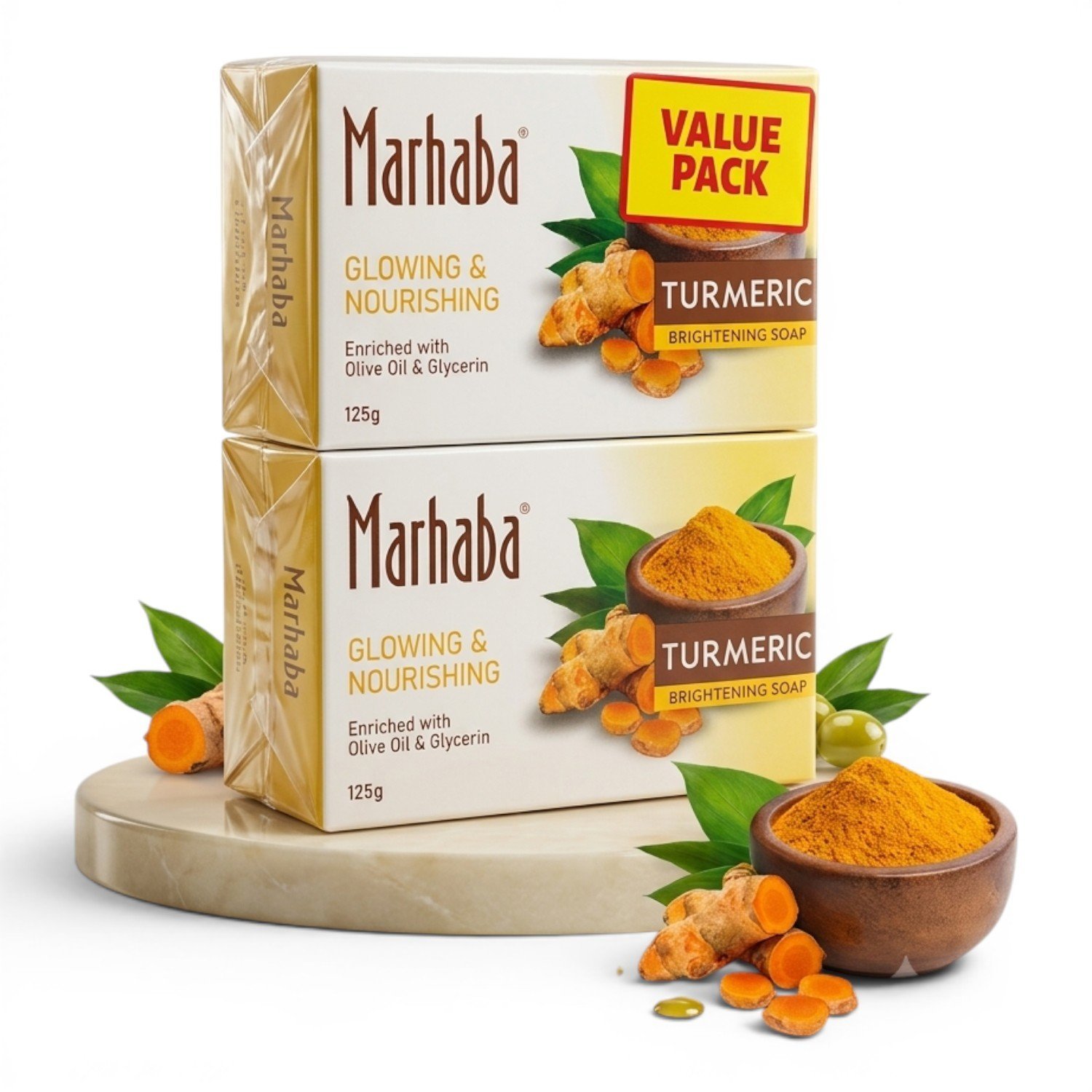 Marhaba-Turmeric-Glowing-Nourishing-Soap-2x125g-2.jpg Marhaba Turmeric Glowing & Nourishing Soap 2x125g - Image 1